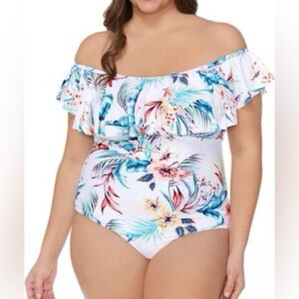 Raisins Curve Women's Tortuga One Piece Swimsuit Bathing Suit Size 14 W Tropical